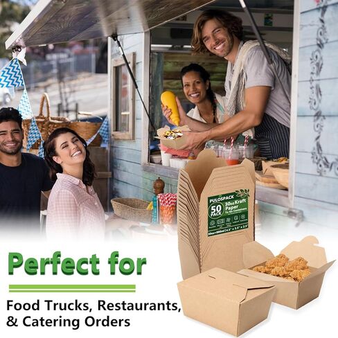 PULOSPACK 50 Pack 30 oz Kraft Brown Paper Take Out Food Boxes – Leak-Proof Grease-Resistant Disposable Lunch Food Containers Foldable Cardboard To Go Boxes for Restaurant, Catering, Picnic, Party in Saudi Arabia