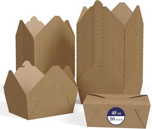 LITOPAK 50 Pack 27 oz Take Out Food Containers, Kraft Brown Take Out Boxes Leak Grease Resistant and Stackable for Restaurants, Homes, Offices, Picnics in Saudi Arabia