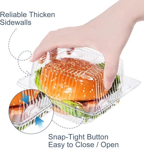 DJKYT 100 Pack Clear Clamshell Food Containers, Disposable Plastic Hinged Clamshell Take Out Container with Lids, To Go Food Containers for Dessert, Hamburger, Cakes Slice, Cookies, Salads, Snacksetc in Saudi Arabia