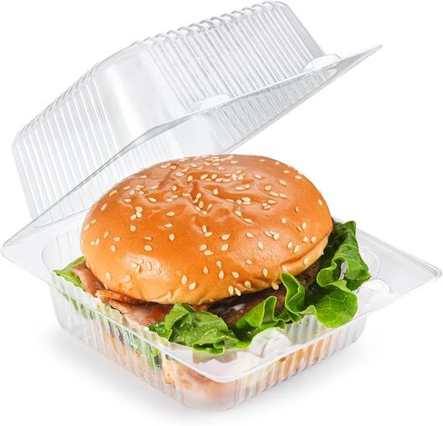 DJKYT 100 Pack Clear Clamshell Food Containers, Disposable Plastic Hinged Clamshell Take Out Container with Lids, To Go Food Containers for Dessert, Hamburger, Cakes Slice, Cookies, Salads, Snacksetc in Saudi Arabia