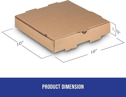 MT Products Kraft Pizza Box 10" x 10" x 1.75 - Small Corrugated B-Flute Cardboard Pizza Boxes (Pack of 10) - Made in the USA in Saudi Arabia