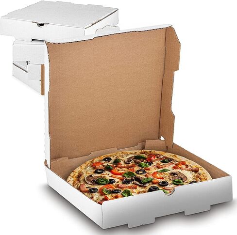 MT Products Kraft Pizza Box 10" x 10" x 1.75 - Small Corrugated B-Flute Cardboard Pizza Boxes (Pack of 10) - Made in the USA in Saudi Arabia