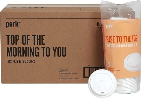 Staples Perk PK54369 Plastic Hot Cup Lid, 10/12/16 Oz., White, 50/Pk in Kuwait