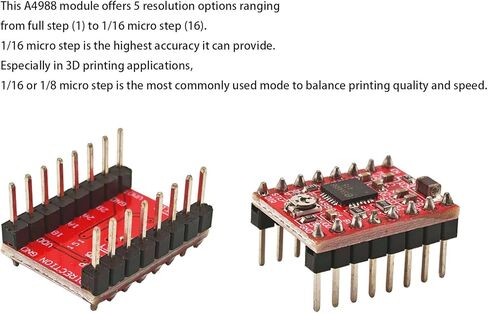 4Pcs A4988 Stepper Motor Driver Module with Heat Sink Compatible with 3D Printer Reprap, Arduino 3D Printer CNC Engraving Machine, etc. in Saudi Arabia