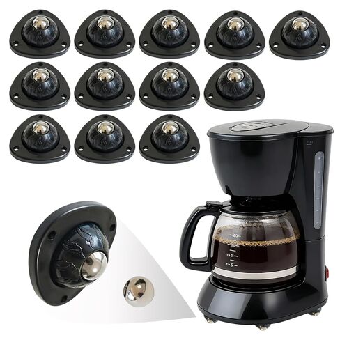 Black Stainless Steel Self Adhesive Caster Wheels - 4 Pack 360° Swivel Mini Rollers for Kitchen Appliances, Trash Cans, Small Furniture, Smooth & Quiet Glide Sticky Pulley (Black-20) in Kuwait