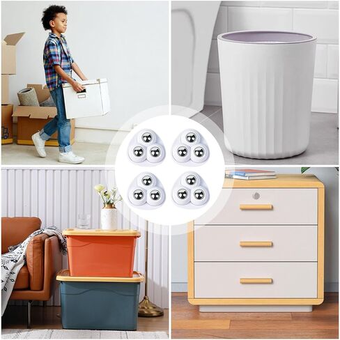 4 Pcs Self Adhesive Caster Wheels 360 Degree Swivel Mini Universal Wheel Set Appliance Rollers Appliance Sliders (White with 3 Stainless Steel Ball Style) in Saudi Arabia