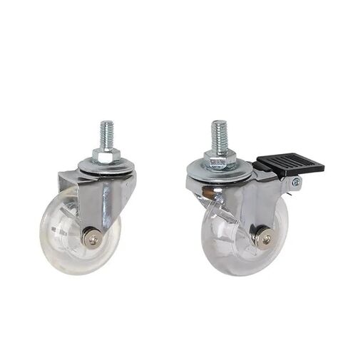4 Pcs/Lot 2 Inch Casters Transparent Crystal Wheel with Brake Furniture Universal Multi Specification Cabinet Pull(2 Inch-Flat-Brake) in Saudi Arabia