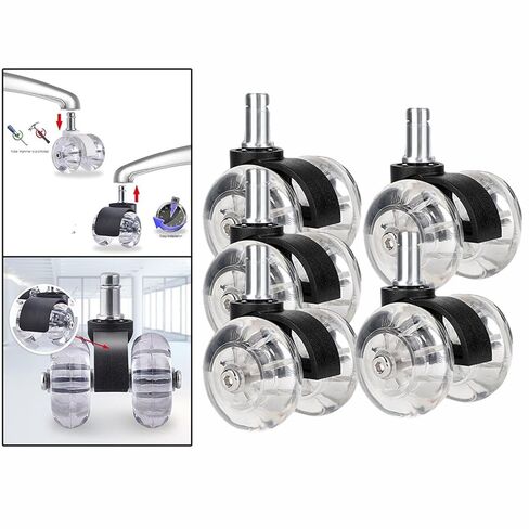 Computer Office Chair Casters Polyurethane Floor Wheels Universal Replacement Casters 2.5 Inch Pi Office Chair Wheels(Black A) in Saudi Arabia