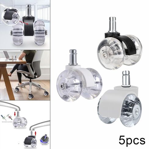 Computer Office Chair Casters Polyurethane Floor Wheels Universal Replacement Casters 2.5 Inch Pi Office Chair Wheels(Black A) in Saudi Arabia