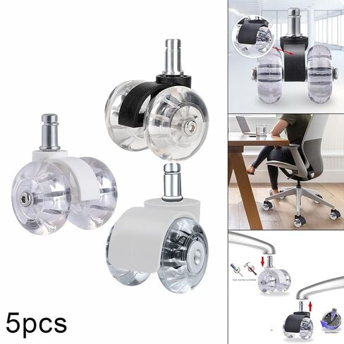 Computer Office Chair Casters Polyurethane Floor Wheels Universal Replacement Casters 2.5 Inch Pi Office Chair Wheels(Black A) in Saudi Arabia