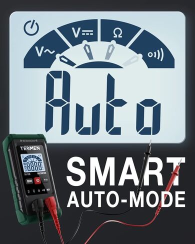 مقياس رقمي متعدد TM-510، عدد 4000، قياس ذكي، مقياس الفولتميتر ذاتي المدى؛ جهاز اختبار الجهد الكهربي مع وظيفة الجهد الكهربي غير المتصل، يقيس جهد التيار المتردد/المستمر والمقاومة والاستمرارية - أخضر in Kuwait
