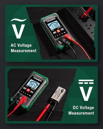 مقياس رقمي متعدد TM-510، عدد 4000، قياس ذكي، مقياس الفولتميتر ذاتي المدى؛ جهاز اختبار الجهد الكهربي مع وظيفة الجهد الكهربي غير المتصل، يقيس جهد التيار المتردد/المستمر والمقاومة والاستمرارية - أخضر in Kuwait