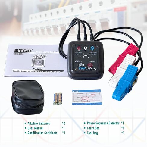 جهاز اختبار تسلسل الطور غير المتصل ETCR1000C من ETCR، مقياس دوران الطور، تيار متردد 70-1000 فولت، قطر السلك 0.06-0.6 بوصة in Kuwait