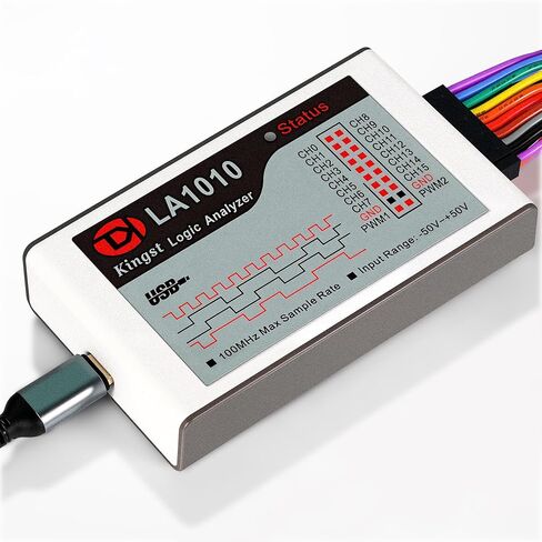 محلل منطقي USB LA1010، 16 قناة كاملة (قناتان PWM) معدل أخذ العينات 100 ميجاهرتز، محلل منطق برامج الكمبيوتر لتحليل الكمبيوتر الشخصي على Win XP/7/8/10 Mac OS Linux Vista in Kuwait