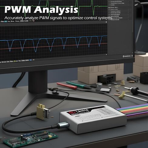 محلل منطقي USB LA1010، 16 قناة كاملة (قناتان PWM) معدل أخذ العينات 100 ميجاهرتز، محلل منطق برامج الكمبيوتر لتحليل الكمبيوتر الشخصي على Win XP/7/8/10 Mac OS Linux Vista in Kuwait
