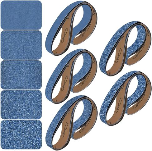 2x72 Inch Grinding Belts 10 Pcs 5 Grits Sizes (2 Each of 80/120/150/240/400 Grits) Heavy Duty Belt Sander Zirconia Sanding Belt Sander Paper for Wood, Metal, Stainless Steel, and Furniture in Saudi Arabia