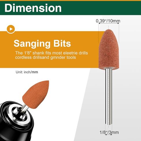 20 Pcs Bullet Shape Grinding Stone Bits, 1/8" Shank Aluminum Oxide Mounted Points for Dremel Rotary Tools in Saudi Arabia