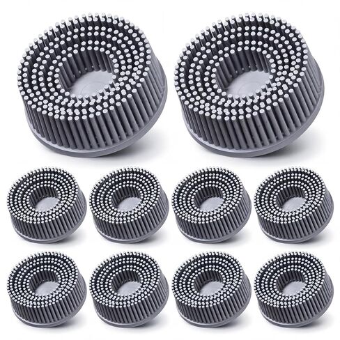 Acellegic 10 Pcs 2 Inch Bristle Disc Grit 120# Abrasive Coating Removal Disc White Deburring Electric Brush Tapered Coarse Bristle Brush for Metal in Saudi Arabia