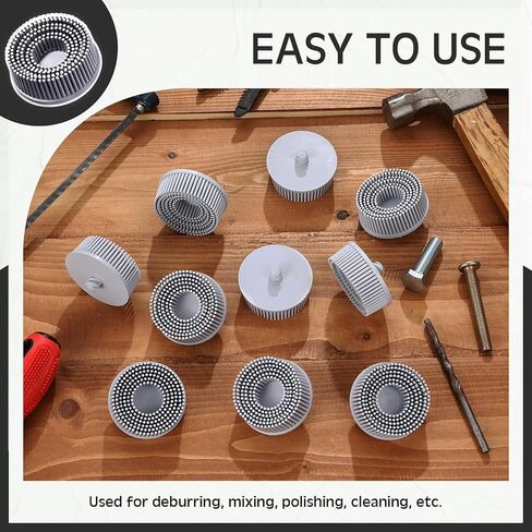 Acellegic 10 Pcs 2 Inch Bristle Disc Grit 120# Abrasive Coating Removal Disc White Deburring Electric Brush Tapered Coarse Bristle Brush for Metal in Saudi Arabia