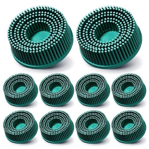 Acellegic 10 Pcs 2 Inch Bristle Disc Grit 120# Abrasive Coating Removal Disc White Deburring Electric Brush Tapered Coarse Bristle Brush for Metal in Saudi Arabia