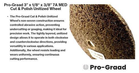 Pro-Graad 5 Pack 3" x 1/8" x 3/8" 7A MED Cut & Polish Unitized Wheel – Durable, Aggressive for Tough Blending, Finishing & deburring Stainless, Carbon Steel & high-Nickel alloys, 17250 in Saudi Arabia