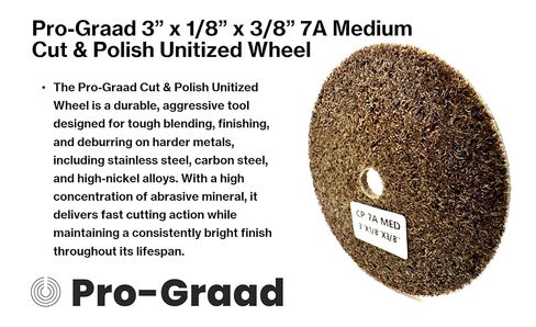 Pro-Graad 5 Pack 3" x 1/8" x 3/8" 7A MED Cut & Polish Unitized Wheel – Durable, Aggressive for Tough Blending, Finishing & deburring Stainless, Carbon Steel & high-Nickel alloys, 17250 in Saudi Arabia