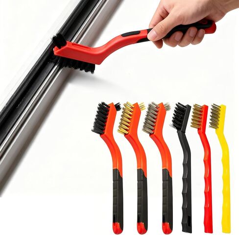 6Pcs Wire Brush Set, Stainless Steel Wire Brushes for Cleaning with Curved Handle Grip for Rust Removal, Dirt, Paint Scrubbing in Saudi Arabia