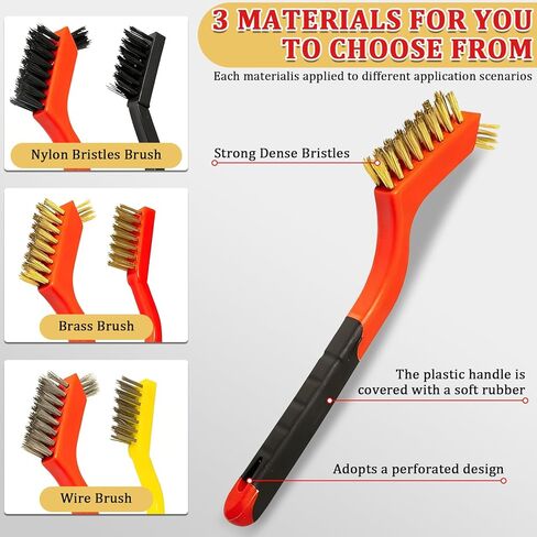 6Pcs Wire Brush Set, Stainless Steel Wire Brushes for Cleaning with Curved Handle Grip for Rust Removal, Dirt, Paint Scrubbing in Saudi Arabia
