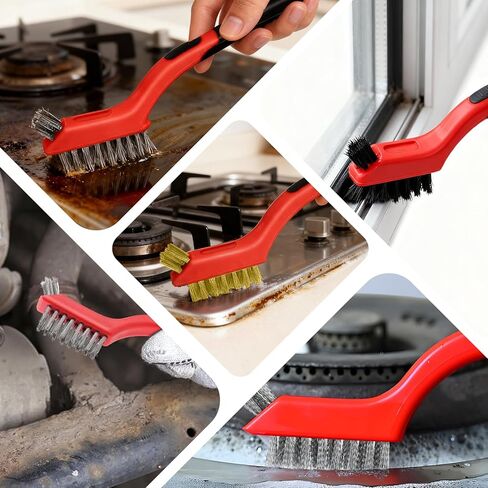 6Pcs Wire Brush Set, Stainless Steel Wire Brushes for Cleaning with Curved Handle Grip for Rust Removal, Dirt, Paint Scrubbing in Saudi Arabia