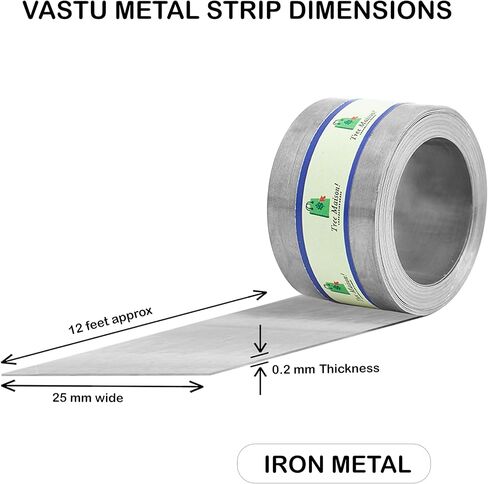 TREE MAISON CORONATING HOMES Vastu Iron Strip | العرض-1 بوصة | المقياس- 0.2 ملم | الطول - 12 قدمًا تقريبًا | موازنة المنطقة |تصحيح المرحاض | المدخل الرئيسي | علاج الشريط | عبوة من 1 in Kuwait
