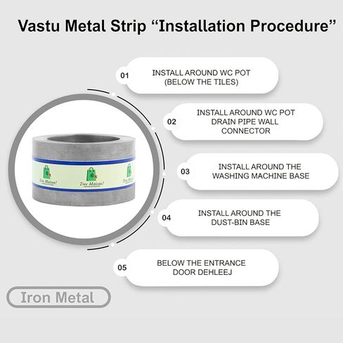 TREE MAISON CORONATING HOMES Vastu Iron Strip | العرض-1 بوصة | المقياس- 0.2 ملم | الطول - 12 قدمًا تقريبًا | موازنة المنطقة |تصحيح المرحاض | المدخل الرئيسي | علاج الشريط | عبوة من 1 in Kuwait
