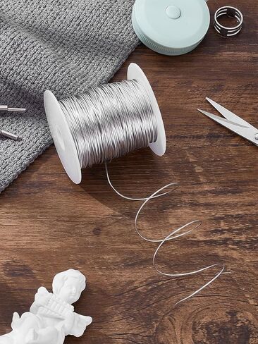 196.85 Feet 20 Gauge Anodized Aluminum Wire, Round Bendable Metal Craft Wire Silver Flexible Craft Supplies for Earring Necklace Jewelry Craft Making DIY Artwork, 0.8mm in Saudi Arabia