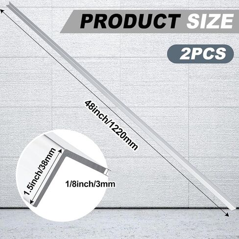 Blulu 2 Pcs Aluminum Angle Stock 48" Long x 1 1/2" Wide x 1/8" Thick, Aluminum Angle Iron Trim Angled Metal Bar in Kuwait
