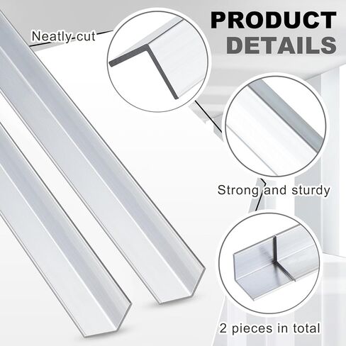 Blulu 2 Pcs Aluminum Angle Stock 48" Long x 1 1/2" Wide x 1/8" Thick, Aluminum Angle Iron Trim Angled Metal Bar in Kuwait