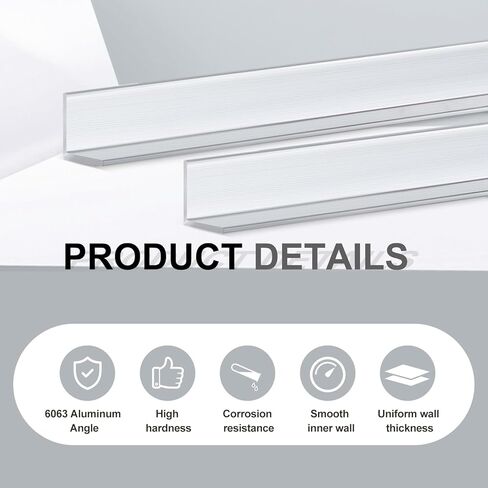 Blulu 2 Pcs Aluminum Angle Stock 48" Long x 1 1/2" Wide x 1/8" Thick, Aluminum Angle Iron Trim Angled Metal Bar in Kuwait