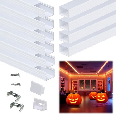 YeaLunong 10-Pack 3.3ft/1M U Shape Silver Led Aluminum Channel System with Milky White Cover, End Caps and Mounting Clips, Aluminum Profile for 12.5mm LED Strip Light Installations, Easy Installation in Saudi Arabia