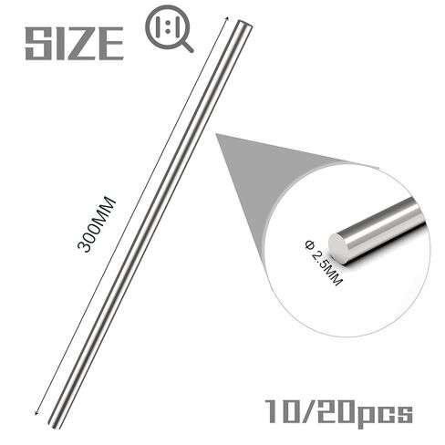 YOXMULK 20pcs 2.5MM X 300MM 304 Stainless Steel Round Rods,Metal Solid Shaft Rods (20, 2.5MM X 300) in Saudi Arabia