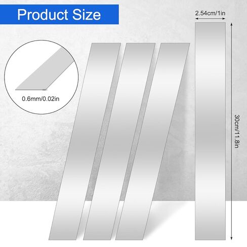 10 Pcs Sheet Metal Strips,12'' Length,1'' Width, 0.02'' Thickness,Thin Flat Metal Strips, 304 Stainless Steel Gap Filler, SS Strip, Shim Stock Sheets, Steel Machine Shim in Kuwait