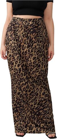 SOLY HUX Women's Plus Size Leopard Maxi Skirt Cheetah Print Elastic High Waisted Bodycon Long Skirts in Saudi Arabia