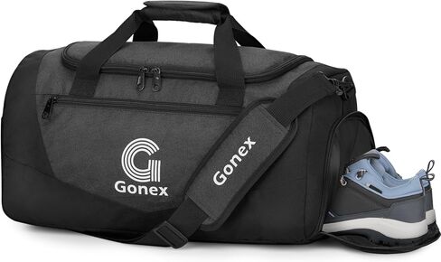 حقيبة Duffel Ginx Gym مع جيب رطب على مقصورة الأحذية ، حقيبة غامضة رياضية كبيرة للرجال للنساء ، والتمرين وسفر حقيبة مع عدة جيوب ، أسود ، متوسطة (60 لتر) in Saudi Arabia