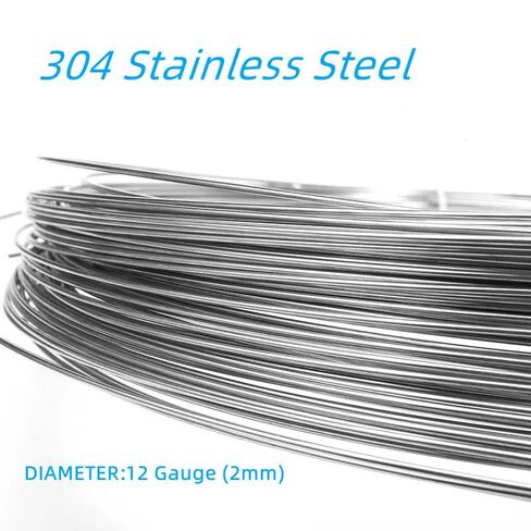 Angyanco 12Gauge(2mm) 304 Stainless Steel Solid Wire, Steel Wire for Crafts,DIY Projects,Sculpting Jewelry Making (12Gauge-2.2pound) in Saudi Arabia