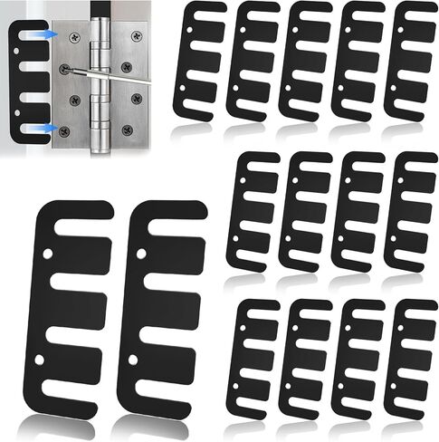 Door Hinge Shims - 0.03 Inches, 15 Pack Laser-Cut Stainless Steel Kit - Safety Rounded Corners, Corrosion Resistant, Fix Sagging Doors Without Replacing Hinges (Brushed Silver, 4") in Saudi Arabia