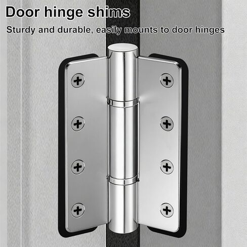 Door Hinge Shims - 0.03 Inches, 15 Pack Laser-Cut Stainless Steel Kit - Safety Rounded Corners, Corrosion Resistant, Fix Sagging Doors Without Replacing Hinges (Brushed Silver, 4") in Saudi Arabia