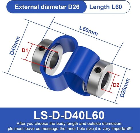 LS-D-D40L60 Double Loop Couple Flexible Alumnum Alloy Encoder Coupling(7mmX8mm) in Saudi Arabia