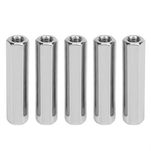 5 Pcs Hex Coupling Nut M10 X 1.5 Female Thread 17mm Outer Diameter 60mm Length Nuts Connector 304 Stainless Steel Silver Rod Coupling Nuts in Kuwait