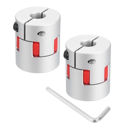 uxcell 2pcs D30 L35 10mm to 14mm Flexible Plum Shaft Coupling Aluminum Motor Connector Flexible Spider Coupler for 3D Printer CNC Machine and Servo Stepper Motor (Silver Tone/Red) in Saudi Arabia