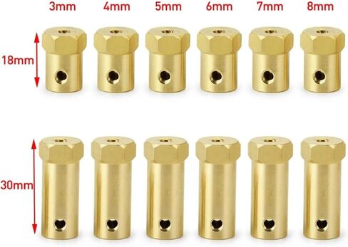 4PCS 12mm Wheel Hex Coupling Coupler Brass Sleeve Adapter Tire Connector 3/4/5/6/7/8/mm confident(Short Style-6mm) in Saudi Arabia