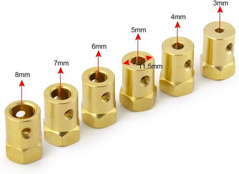 4PCS 12mm Wheel Hex Coupling Coupler Brass Sleeve Adapter Tire Connector 3/4/5/6/7/8/mm confident(Short Style-6mm) in Saudi Arabia