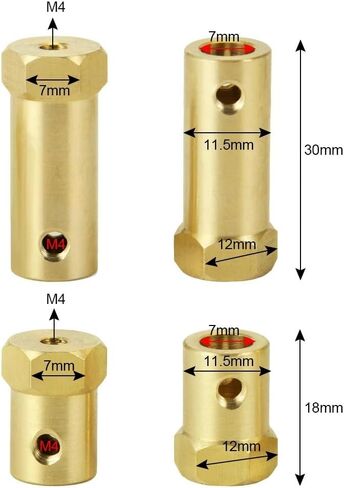 4PCS 12mm Wheel Hex Coupling Coupler Brass Sleeve Adapter Tire Connector 3/4/5/6/7/8/mm confident(Short Style-6mm) in Saudi Arabia