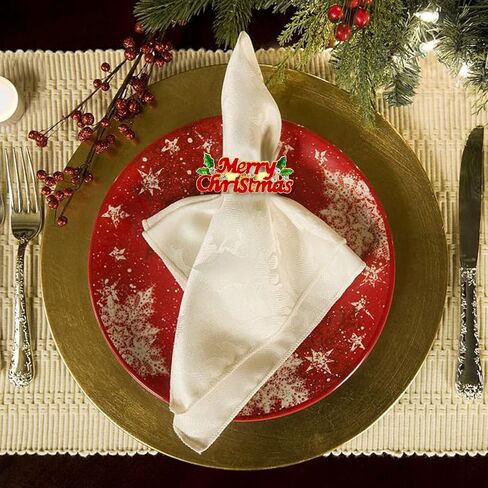 KPOSIYA Christmas Napkin Rings Set of 12, Napkin Rings Holders for Dining Table Setting - Wedding Receptions, Thanksgiving and Home Kitchen for Casual or Formal (Hun he Ring 12) in Saudi Arabia